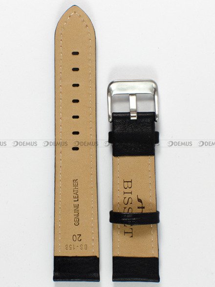 Skórzany pasek do zegarka Bisset PB36.20.1.4, 20 mm, Czarny