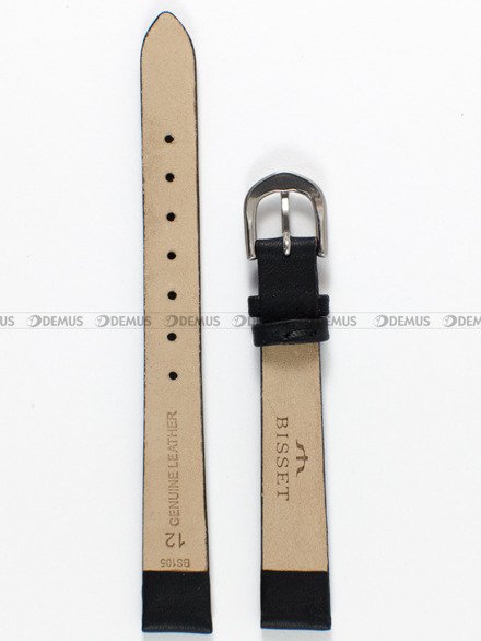 Skórzany pasek do zegarka Bisset PB65.12.1, 12 mm, Czarny