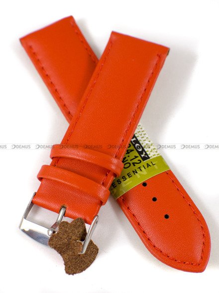 Skórzany pasek do zegarka Diloy 302.24.12, 24 mm, Pomarańczowy