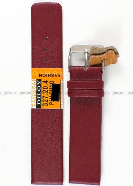 Skórzany pasek do zegarka Diloy 327.20.4, 20 mm, Bordowy
