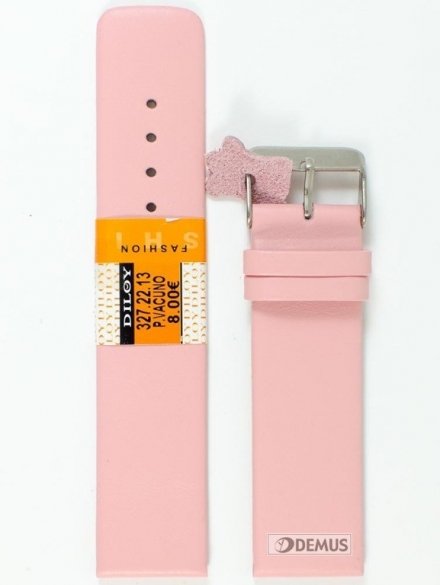 Skórzany pasek do zegarka Diloy 327.22.13, 22 mm, Różowy