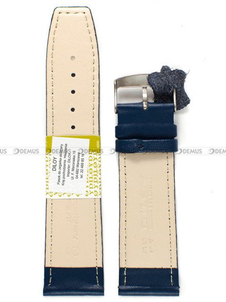 Skórzany pasek do zegarka Diloy 366.24.5, 24 mm, Niebieski