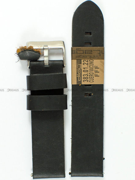 Skórzany pasek do zegarka Diloy 383.22.1, 22 mm, Czarny