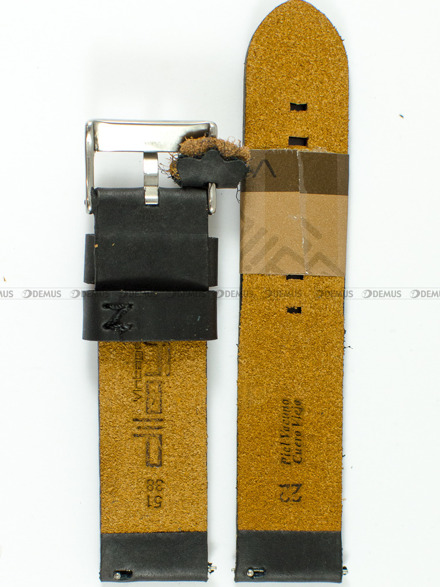 Skórzany pasek do zegarka Diloy 383.22.1, 22 mm, Czarny