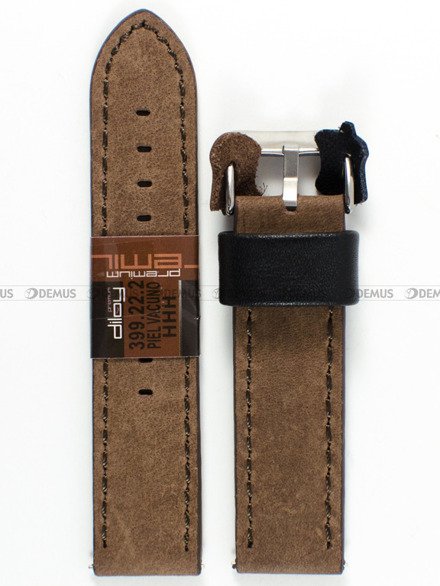 Skórzany pasek do zegarka Diloy 399.22.2, 22 mm, Brązowy