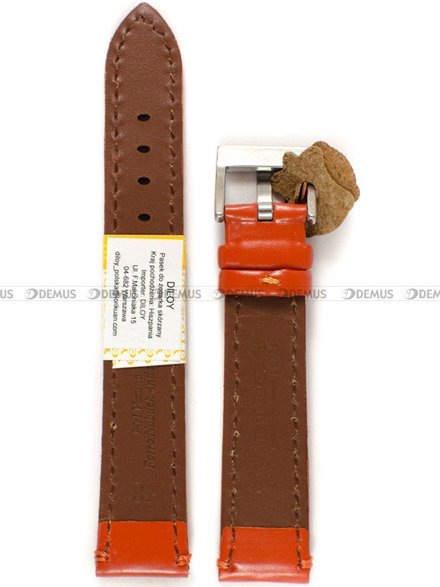 Skórzany pasek do zegarka Diloy 401.18.12, 18 mm, Brązowy, Pomarańczowy