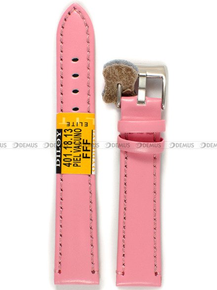 Skórzany pasek do zegarka Diloy 401.18.13, 18 mm, Różowy
