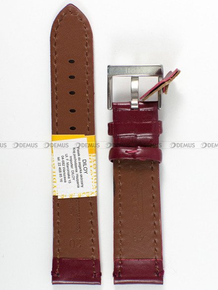 Skórzany pasek do zegarka Diloy 401.20.4, 20 mm, Bordowy