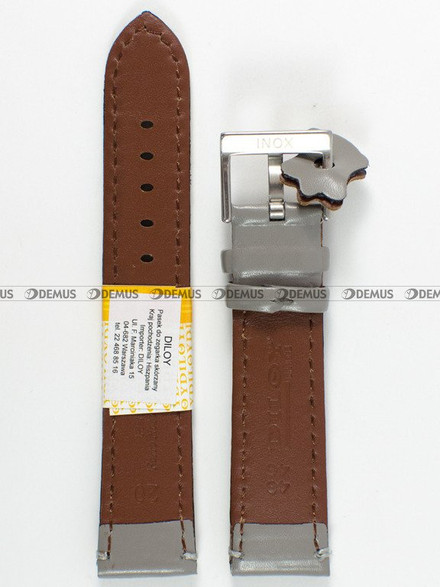 Skórzany pasek do zegarka Diloy 401.20.7, 20 mm, Popielaty