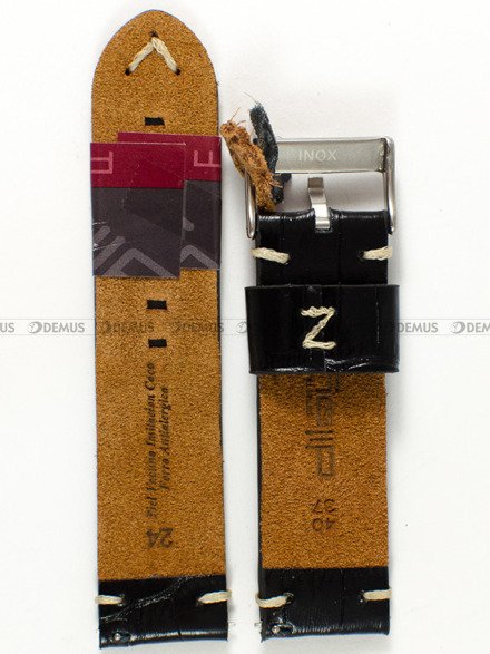 Skórzany pasek do zegarka Diloy 403.24.1, 24 mm, Czarny