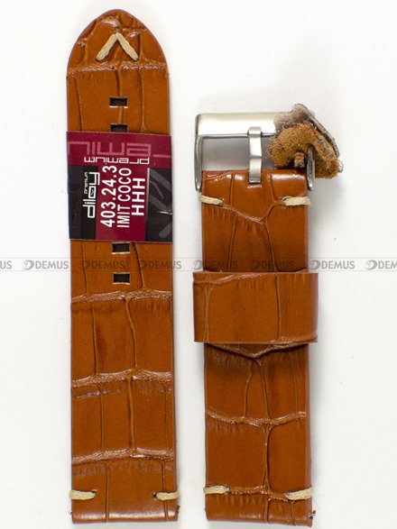 Skórzany pasek do zegarka Diloy 403.24.3, 24 mm, Brązowy
