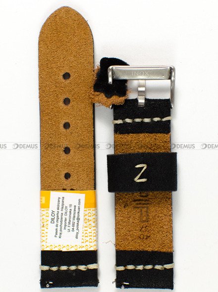 Skórzany pasek do zegarka Diloy 406.24.1, 24 mm, Czarny