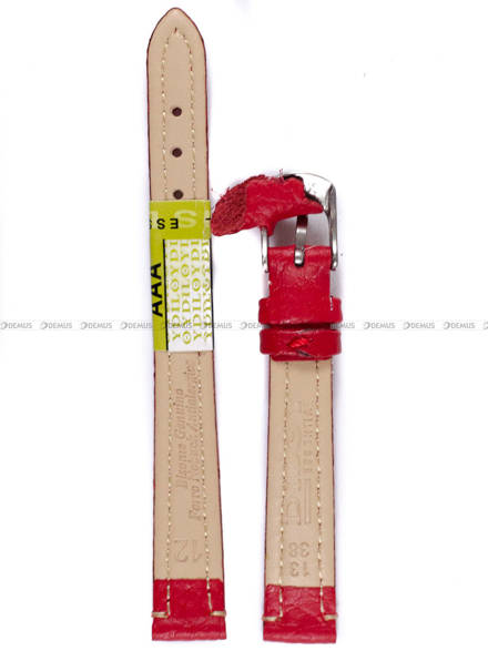 Skórzany pasek do zegarka Diloy P178.12.6, 12 mm, Czerwony