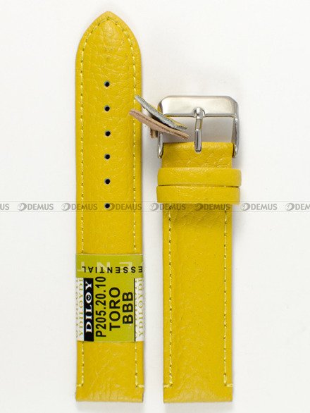 Skórzany pasek do zegarka Diloy P205.20.10, 20 mm, Żółty
