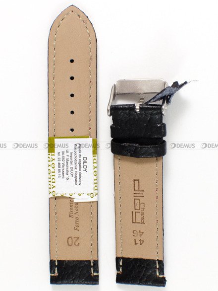 Skórzany pasek do zegarka Diloy P206.20.1.6, 20 mm, Czarny