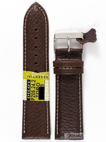 Skórzany pasek do zegarka Diloy P206.24.2, 24 mm, Brązowy