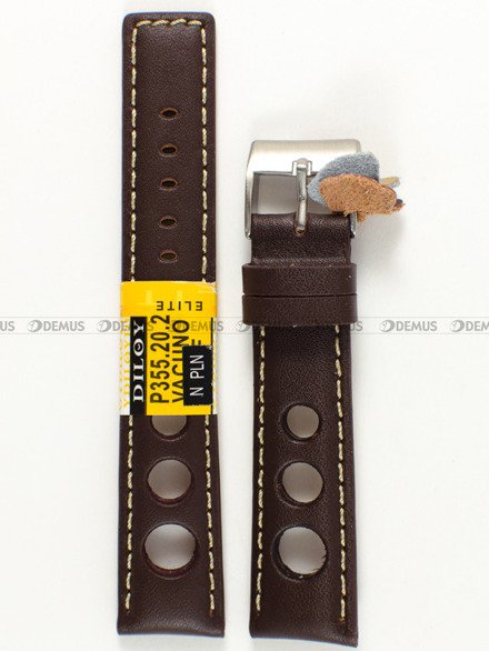 Skórzany pasek do zegarka Diloy P355.20.2, 20 mm, Brązowy