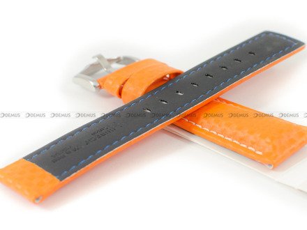 Skórzany pasek do zegarka Hirsch 02592076-2-24, 24 mm, Pomarańczowy