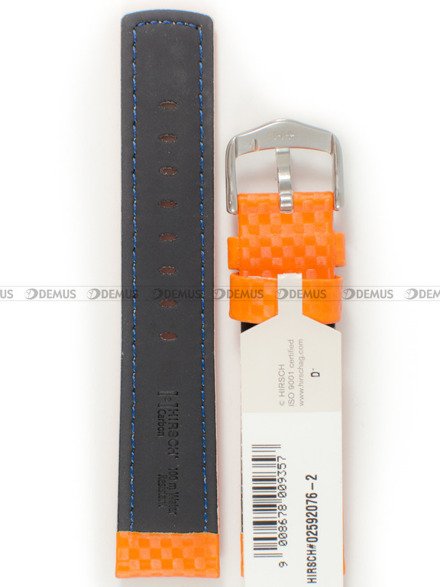 Skórzany pasek do zegarka Hirsch 02592076-2-24, 24 mm, Pomarańczowy