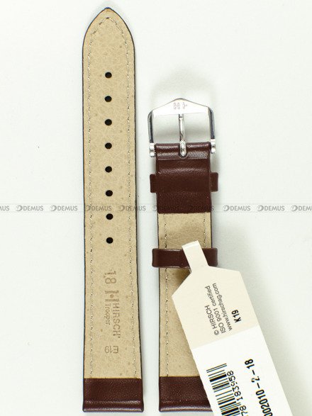Skórzany pasek do zegarka Hirsch 03002010-2-18, 18 mm, Brązowy