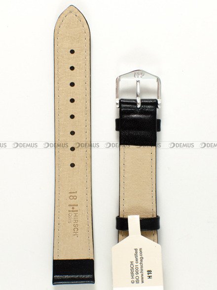 Skórzany pasek do zegarka Hirsch 03475050-2-18, 18 mm, Czarny