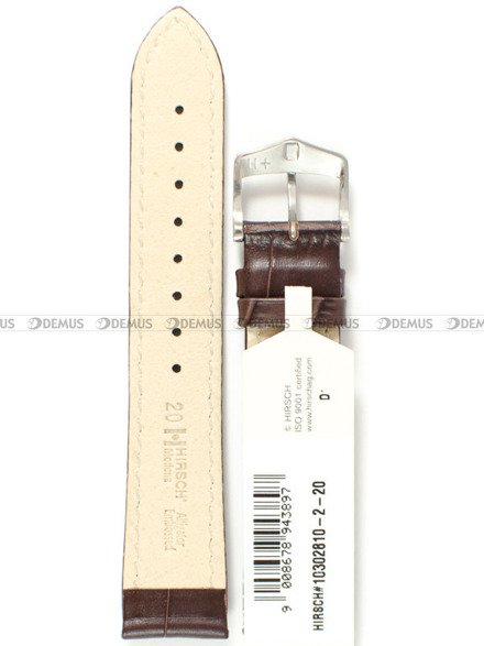 Skórzany pasek do zegarka Hirsch 10302810-2-20, 20 mm, Brązowy