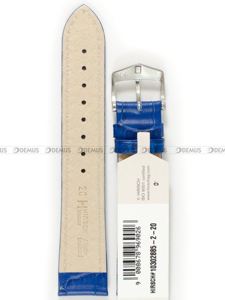 Skórzany pasek do zegarka Hirsch 10302885-2-20, 20 mm, Niebieski
