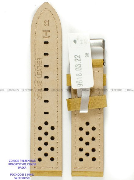 Skórzany pasek do zegarka Horido 9618.03.20S-biała nić, 20 mm, Brązowy