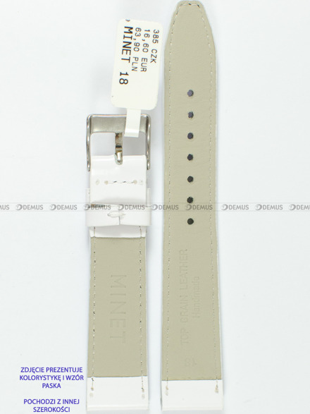Skórzany pasek do zegarka Minet MSOUW14, 14 mm, Biały