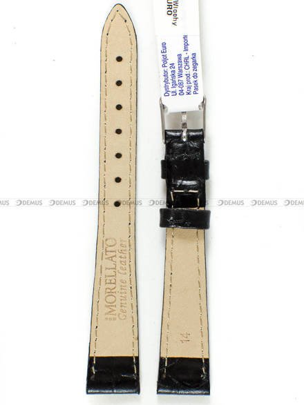 Skórzany pasek do zegarka Morellato A01D1563821019CR14, 14 mm, Czarny
