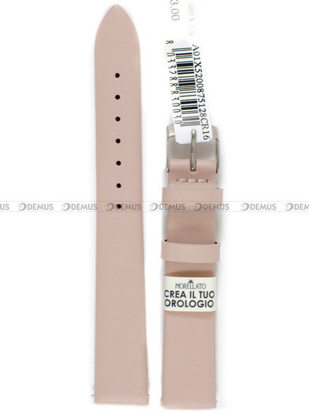 Skórzany pasek do zegarka Morellato A01X5200875128CR16, 16 mm, Różowy