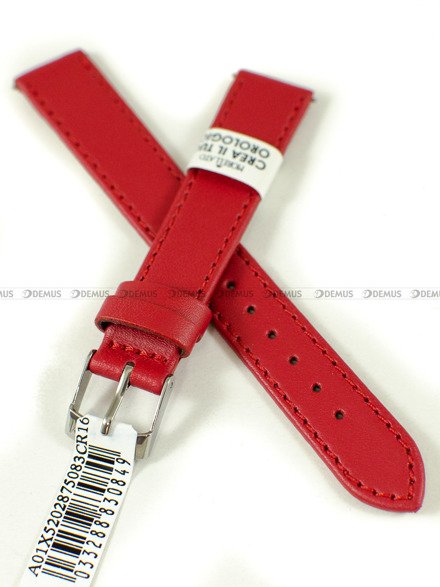 Skórzany pasek do zegarka Morellato A01X5202875083CR16, 16 mm, Czerwony