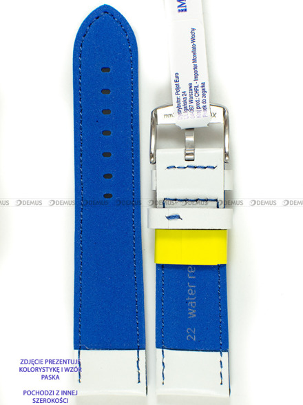 Skórzany pasek do zegarka Morellato A01X5272C91117CR20, 20 mm, Biały, Niebieski