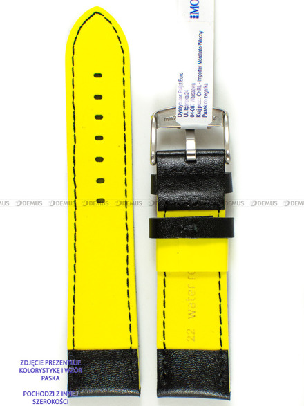 Skórzany pasek do zegarka Morellato A01X5272C91197CR18, 18 mm, Czarny, Żółty