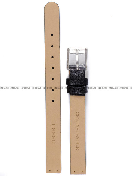 Skórzany pasek do zegarka Obaku V146LCIRB, 10 mm, Czarny