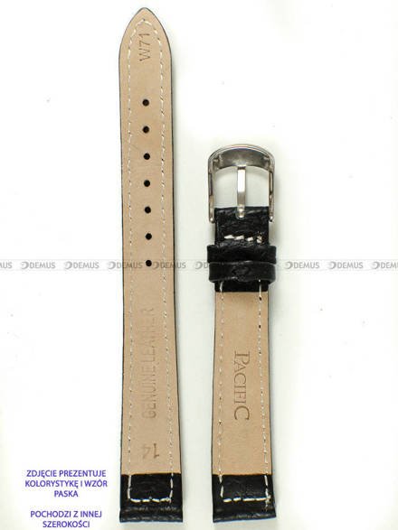 Skórzany pasek do zegarka Pacific W71.12.1.1, 12 mm, Czarny