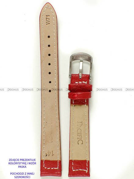 Skórzany pasek do zegarka Pacific W71.18.4.7, 18 mm, Czerwony
