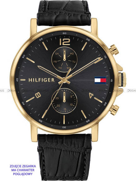 Skórzany pasek do zegarka Tommy Hilfiger Tommy-Hilfiger-1710417, 22 mm, Czarny