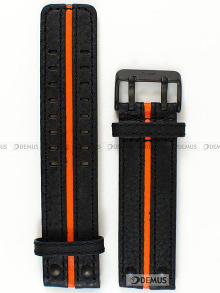 Skórzany pasek do zegarka Vostok VE-Expedition-North-Pole-24-Orange, 24 mm, Czarny