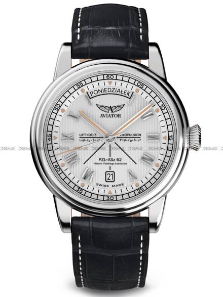 Zegarek Męski Aviator Douglas Day Date  - Polska Edycja - V.3.35.0.281.4 PL - Limitowany model