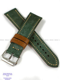 Pasek skórzany ręcznie robiony A. Kucharski Leather - Conceria Il Ponte Maya Double - darkgreen/camel 30 mm