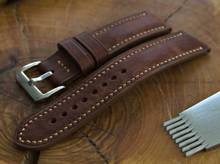 Pasek skórzany ręcznie robiony A. Kucharski Leather - Conceria Il Ponte Maya - chocolate/earthyyellow 18 mm