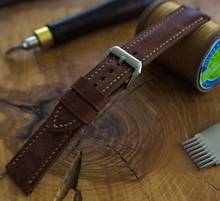 Pasek skórzany ręcznie robiony A. Kucharski Leather - Conceria Il Ponte Maya - chocolate/earthyyellow 32 mm