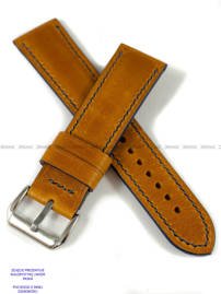 Pasek skórzany ręcznie robiony A. Kucharski Leather - Conceria Il Ponte Wax - pumpkin/navy 32 mm