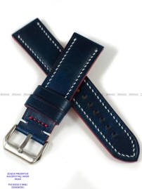 Pasek skórzany ręcznie robiony A. Kucharski Leather - Conceria Walpier Buttero - blue/white 26 mm