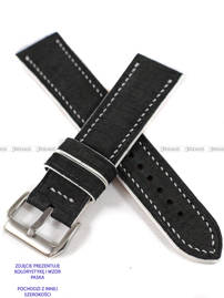 Pasek skórzany ręcznie robiony A. Kucharski Leather - Grattamacco - Black/White - 24 mm