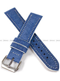 Pasek skórzany ręcznie robiony A. Kucharski Leather - Grattamacco - Blue/White - 20 mm