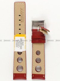 Skórzany pasek do zegarka Diloy P355.20.12, 20 mm, Czerwony
