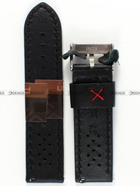 Skórzany pasek do zegarka Diloy 398.24.1.6, 24 mm, Czarny