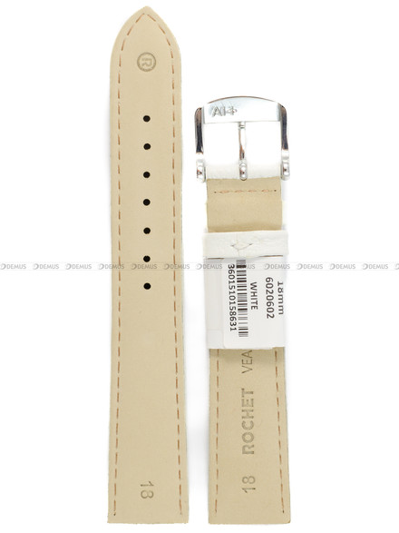 Pasek skórzany do zegarka - Rochet Boston 6020602 - 18 mm - Biały